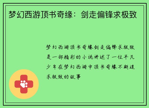 梦幻西游顶书奇缘：剑走偏锋求极致
